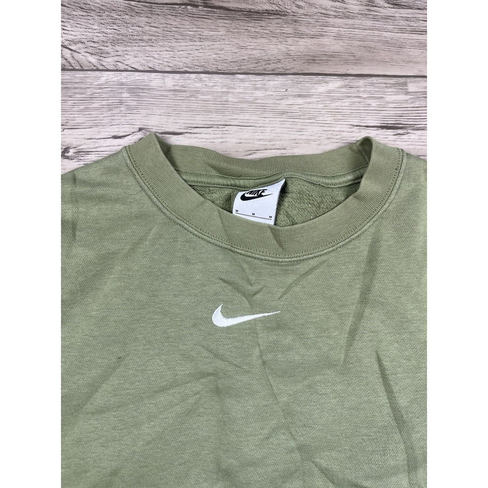 Nike Sweatshirt Men's Medium Olive Green Center Swoosh Crewneck Pullover Casual - Picture 2 of 12